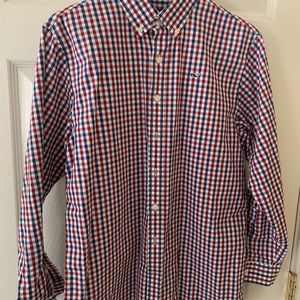 Red, white, blue checked boys vineyard vines dress shirt
